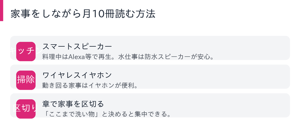 家事をしながら月10冊読む方法の図
